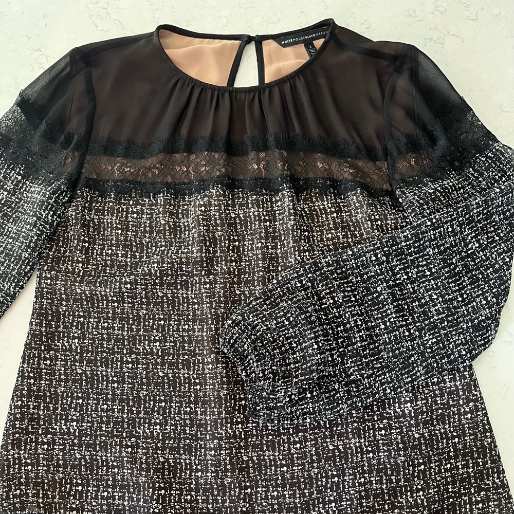 WHBM Silk and Lace Top